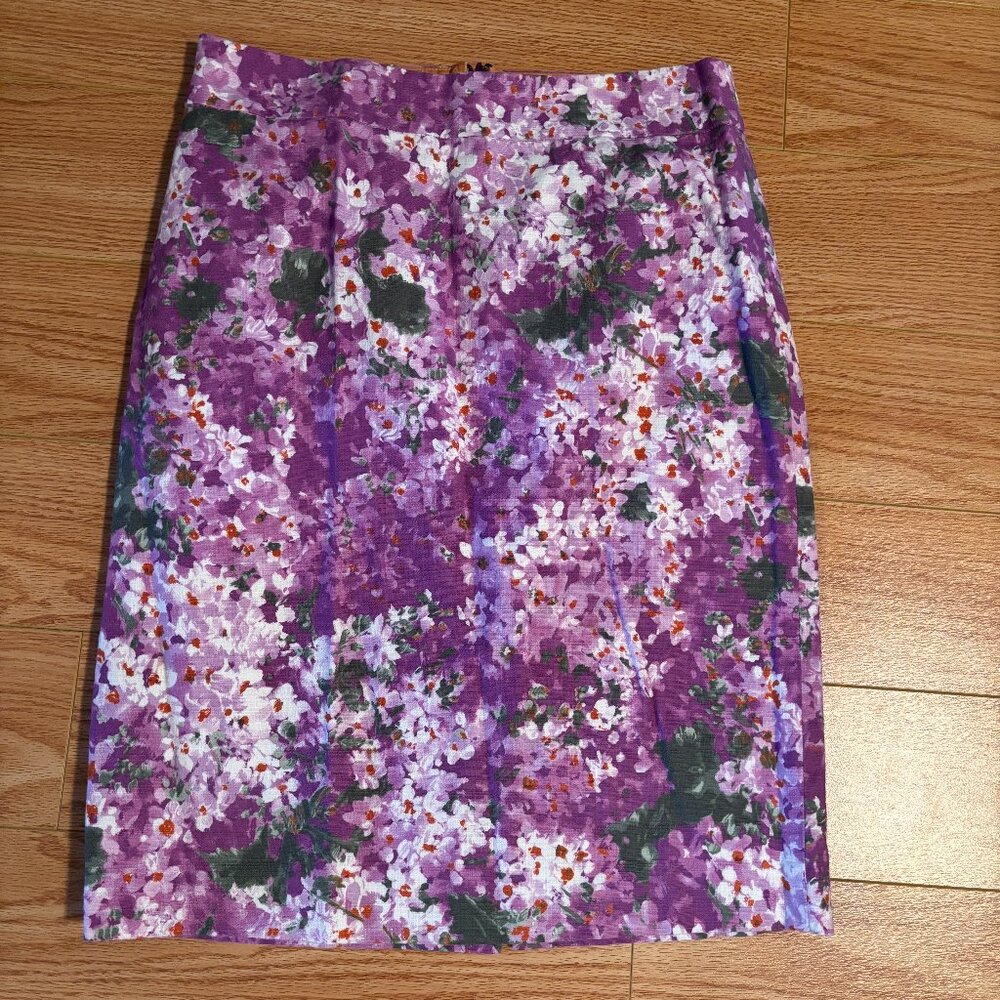 Purple Floral Pencil Skirt - Women's